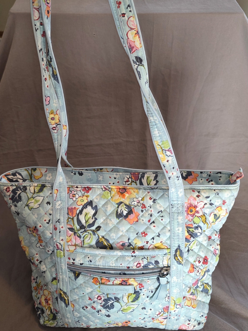Vera Bradley Light Blue Floral Quilted Tote Bag